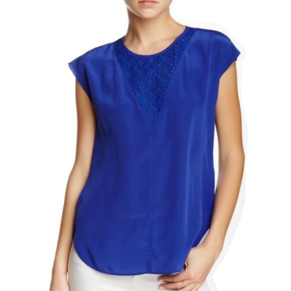 Rebecca Taylor Blue Silk Sleeveless Blouse - Picture 1 of 6